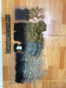 Extensions de cheveux 100% humains vierges Remy, couleurs mélangées, avec double trame machine, 100 grammes - Product Image 2