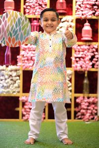 ชุดเสื้อผ้าสำหรับเด็กสไตล์อินเดีย,ชุดนอนผ้าฝ้าย Kurta สำหรับเทศกาลดิวาลี Holi Navtarri Eid Rakhi - Product Image 3