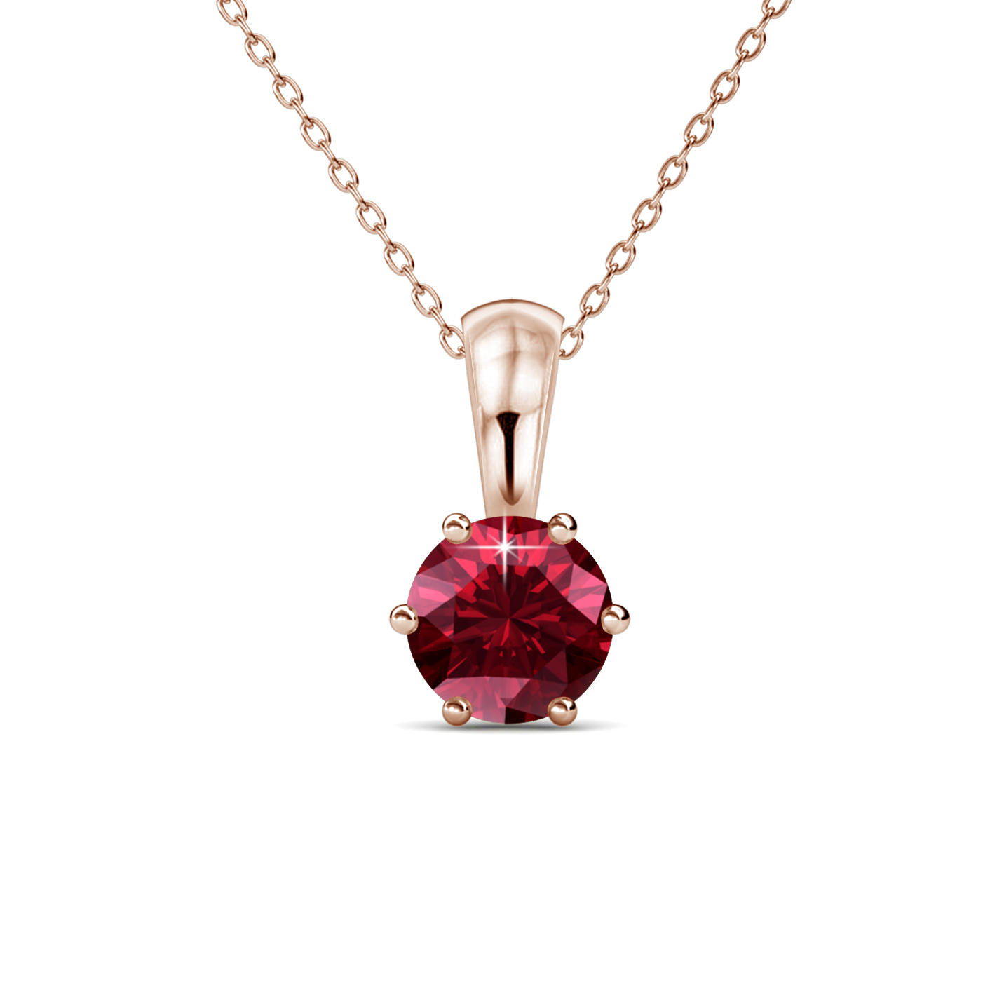 Brass 18k Rose Gold Plated Classic Pendant - Garnet