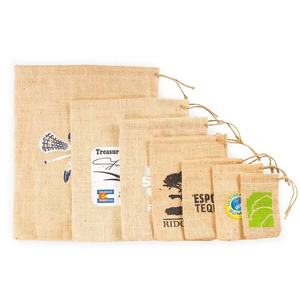 Factory Direct Custom Logo <b>Small</b> Jute Burlap <b>Drawstring</b> <b>Bag</b> for Shopping - Product Image 6