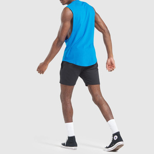 Camiseta sin mangas deportiva de gimnasio personalizada de alta calidad para hombre, dobladillo redondo con bolsillo con cremallera, estilo informal al por mayor - Product Image 2