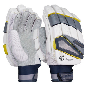 Customizable High Quality <b>Cricket</b> Gloves Comfortable <b>White</b> Grey Leather with Logo Design Various Sizes - Product Image 1