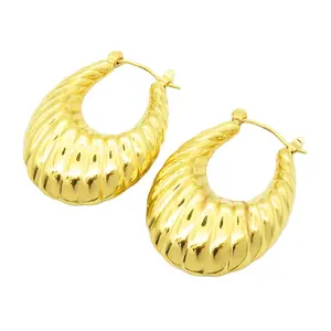 Powell Jewelry Stainless Steel Gold Fashion Semicircle Hollow Hoop Earring Women 2021