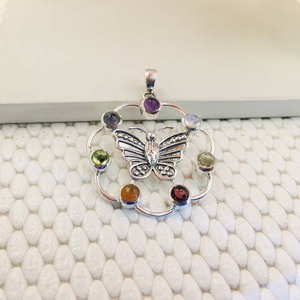 925 argent bijoux faits à la main pendentifs cabochon en argent pendentifs ronds 925 Sterling Chakra papillon pendentifs en argent sterling 925 - Product Image 4