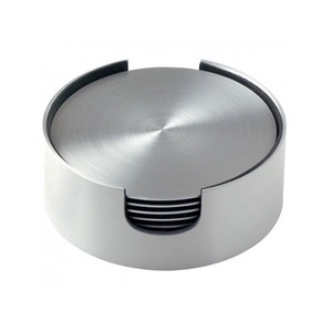 Aluminium Hammered <b>Coaster</b> <b>Set</b> With Holder Round Shape Customized Size Cup <b>Coaster</b> <b>Set</b> For Home Hotel Use - Product Image 5