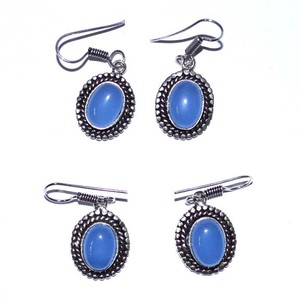 Boucles d'oreilles à fleurs rondes de style indien plaqué or de style classique Calcédoine Agate pour les fêtes Cadeaux Exportateur de pierres semi-précieuses - Product Image 2