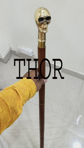 Bastón de madera marrón vintage con mango de latón para caminar, senderismo, escalada, bastón de calidad - Product Image 4