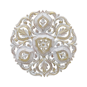 Panel de decoración de pared tallado a mano de MDF de alta calidad, pared redonda de madera de Mandala para decoración del hogar, última llegada del fabricante indio - Product Image 1