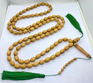 Riddhi Siddhi Aromatic Natural Golden Brown Wood Oval 105-Bead Islamic Mala Prayer Misbaha Dhikr Beads <b>Boxed</b> - Product Image 1