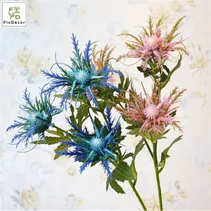 Groothandel 3 Heads Eryngo Selderij Peterselie Bloem Blauw Wedding Decoratieve Bloemen