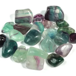 BEAUTIFUL FLUORITE CRYSTAL TUMBLED STONES / NATURAL GREEN FLUORITE AGATE TUMBLES / POLISHED PURPLE FLUORITE WHOLESALE TUMBLES