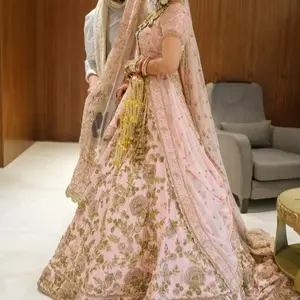 <b>Simple</b> & Beautiful Bridal- Koti--<b>Lehenga</b>--Dress with --Embellished in Crystal Glass Beads Stone Work for Wedding=2021 - Product Image 1