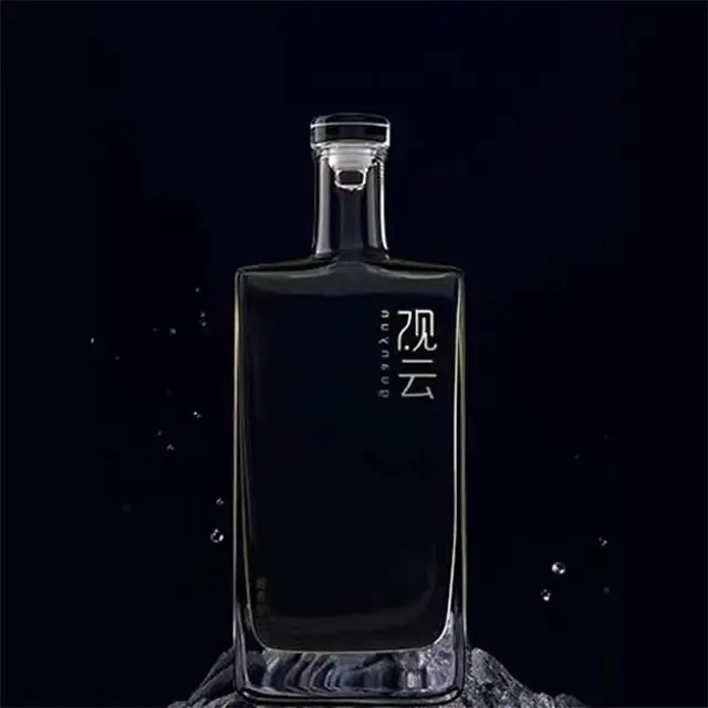 Bán Buôn 500Ml Siêu Rõ Ràng Hình Chữ Nhật Hình Rượu Tequila Vodka Cồn Uống Chai Thủy Tinh