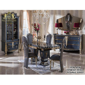 Bens — Set de Table avec finition noire métallique, Style européen, Table à manger classique et moderne avec haute brillance - Product Image 1