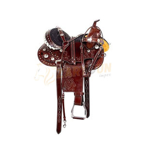 Sillines de equitación occidentales hechos a medida Sillín de barril de piel de vaca con juego de tachuelas a la venta - Product Image 3
