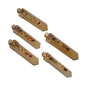 Best Value of Golden Quartz Seven Chakra Pendant : Golden Quartz Seven Chakra Pendant for Sale - Product Image 1