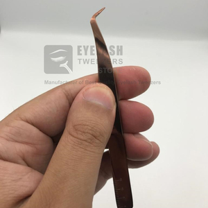 Rose vif japonais durable en acier inoxydable Logo personnalisé Volume Extension de cils pince à épiler Angle de 65 degrés botte mince - Product Image 3