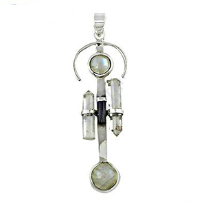 Unique Style Exquis Multi Pierre Pendentif En Argent 925 Solide En Argent Sterling Souvenir Bijoux Cadeau Fabriqué À La Main - Product Image 1