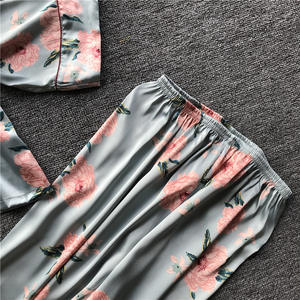 Aproms — pyjama en soie à manches longues pour femmes, col rabattu, personnalisé, en imprimé, service à la maison, collection automne et hiver 2019 - Product Image 5