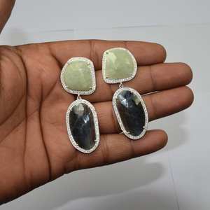 Pendientes de Plata de Ley 925 hechos a mano con piedras preciosas de zafiro múltiple, compromiso de aniversario, regalo de boda, compradores al por mayor, bienvenidos - Product Image 1