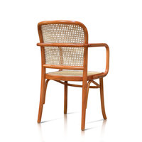 Fauteuil moderne Thonet Hoffman en bois massif avec siège en rotin, couleur naturelle - pour salle à manger ou mobilier d'intérieur