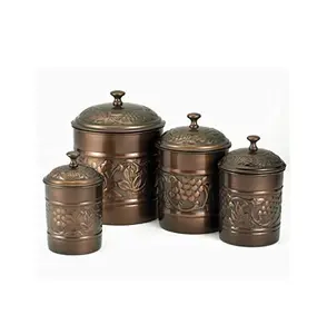 Conjunto de 4 potes de armazenamento de especiarias de cozinha de tamanhos diferentes, mais novo design, potes de armazenamento de alimentos em formato redondo, pelo menor preço