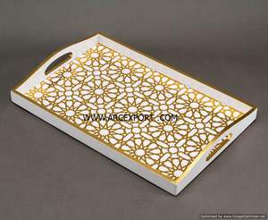 Plateau de luxe en bois et ombre de couleur or et blanc fantaisie dernière arrivée nouveau plateau de sarverware élégant moderne pour la meilleure offre de vente - Product Image 6