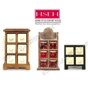 Wooden DrawerとCeramic Box Kitchen Spice Rack Jewelry Rack Wooden Chest Of Drawer Natural Wooden Finished Wholesale