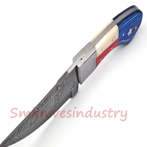 มีดล่าสัตว์เหล็กดามัสกัสทำด้วยมือมีดจับไม้เรซินที่สวยงาม (Smk1628) - Product Image 4