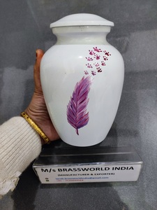 Suministros funerarios de urna de cremación de Mascota, alas púrpuras pintadas a mano de aluminio, suministros funerarios de urna para cenizas de Mascota - Product Image 2