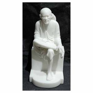 Statues de Dieu Sai Baba assis en marbre blanc faites à la main - Product Image 1