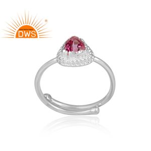 ผู้ผลิตเครื่องประดับเงินแท้แฮนด์เมดพลอยบุษราคัมสีชมพูแหวนผู้หญิงผู้ค้าส่งเครื่องประดับ - Product Image 2