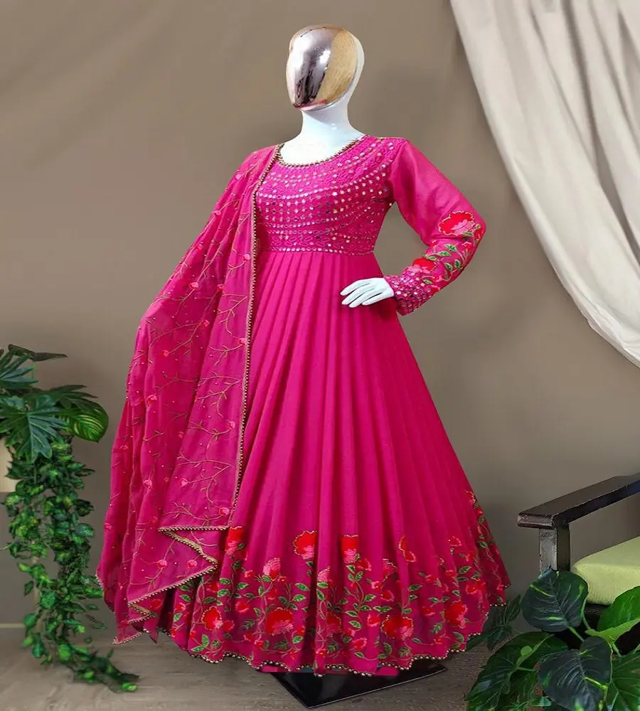Gaun Wanita Tradisional Eksklusif Pakaian Salwar Pakistan India Mewah Gaya Anarkali untuk Harga Wanita India