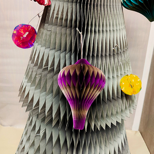 Adorno Moderno de Papel con Forma de Panal de Abeja, Decoración Artesanal de Forma Irregular, 12 cm de Altura, 4 Colores, Decoración Navideña - Product Image 1
