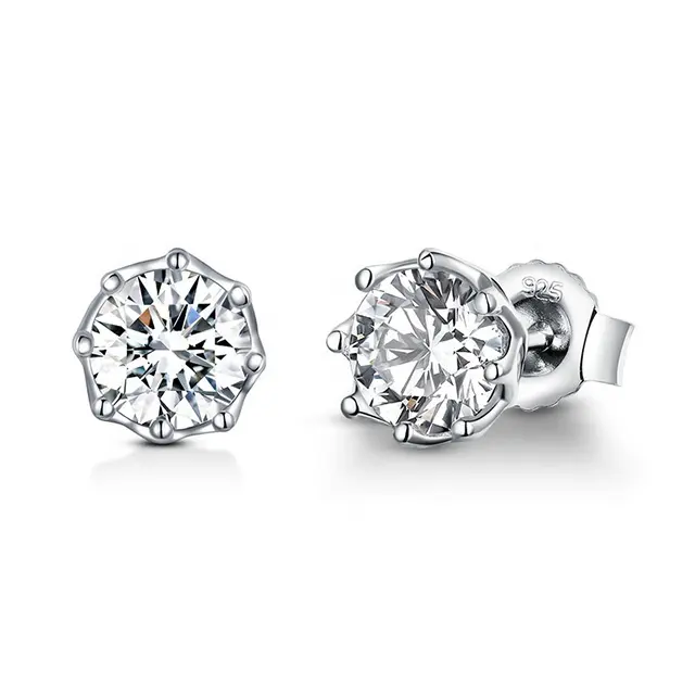 Wholesale silver 925 fashion diamond earrings latest cubic zirconia stud earrings jewelry for Women