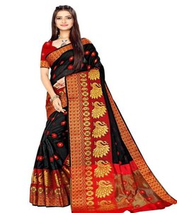 Algodón puro Banarasi Seda Saree Venta al por mayor Precio más bajo Mercado Surat Ropa étnica Ropa - Product Image 5