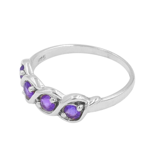 Anillo de Plata de Ley con Baño de Rodio y Amatista Redonda para Mujer - Product Image 4
