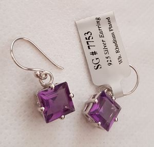 Pendientes de araña clásicos de plata de ley con amatista para bodas y fiestas - Product Image 1