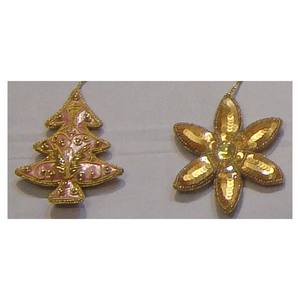 Christmas Hanging Flower & Tree Shape Ornament With Sequence Work - Product Image 1