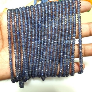 Iolite ลูกปัดทรงวงแหวนเหลี่ยมเพชรพลอย3มม. ลูกปัดหลวมสีฟ้าสายอัญมณีธรรมชาติเกรด AAA สำหรับใช้เป็นเครื่องประดับ - Product Image 1