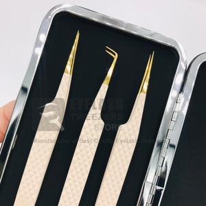 Japanese Sustainable Steel Hand Tested Diamond Grip Eyelash Extension Tweezers <b>Nude</b> Color Coated High Quality with Pointed Tip - Product Image 6