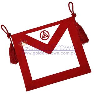 Tablier en cuir brodé de la meilleure qualité en gros Royal Arch Masonic Regalia avec badge à coudre décoré du logo en laiton du ruban - Product Image 1