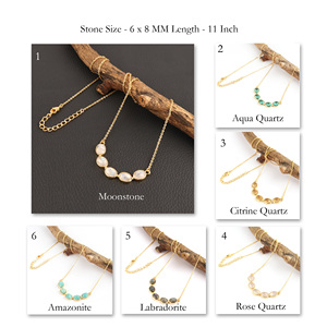 Collar de amazonita natural con forma ovalada para mujer, colgante, cadena ajustable, joyería - Product Image 2