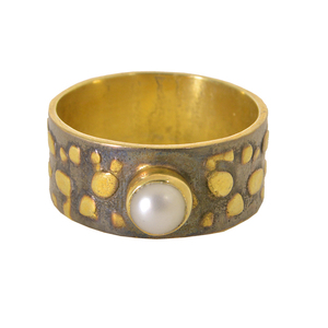 Anillo de Plata de Ley 925 con Diseño Fantástico de la Última Colección, con Perla Natural y Baño de Oro, Joyería de Regalo de Compromiso - Product Image 1