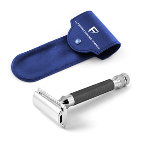 Maquinilla de afeitar de seguridad de acero inoxidable de estilo clásico, libre de óxido y reutilizable con acabado plateado, fácil de sostener y afeitado suave - Product Image 2