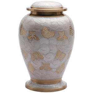 การเผาศพผีเสื้อสีทองสำหรับเถ้ามนุษย์ไข่มุกโกศสีขาว - Product Image 1