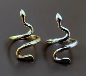 Fashion Jewelries Supplier Brass Material New Plain Snake Rings Gold Silver plated Rings for Women