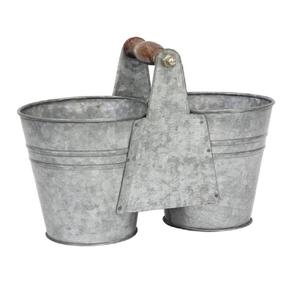 2 Tier <b>Kitchen</b> <b>Storage</b> Galvanized Tool Caddy Grey Color Fountain Shape Galvanized Collection Shelving <b>Units</b> Home Organization - Product Image 5