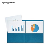 Skywingproduct Colores surtidos Peso pesado Textura Stock Carta Tamaño 4-1/2 \ "Alto Dos bolsillos Negocios Troquelado Carpeta de archivos Papel
