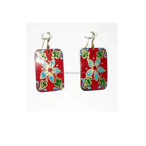 fashion trend metal flower hand painted earrings